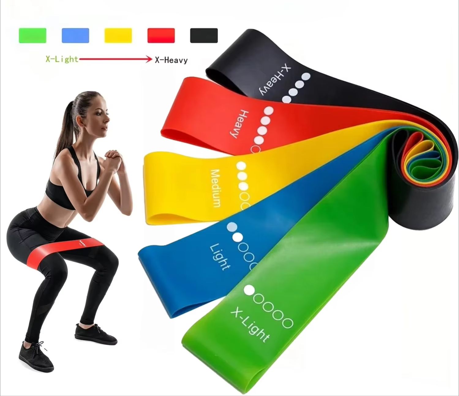 Crossfit Training Gear - 5段階調節可能なポータブルフィットネス器具、ゴム製レジスタンスバンド、ヨガ、ジム、弾性強化、ピラティス、クロスフィット、ウェイトトレーニング、スポーツ用