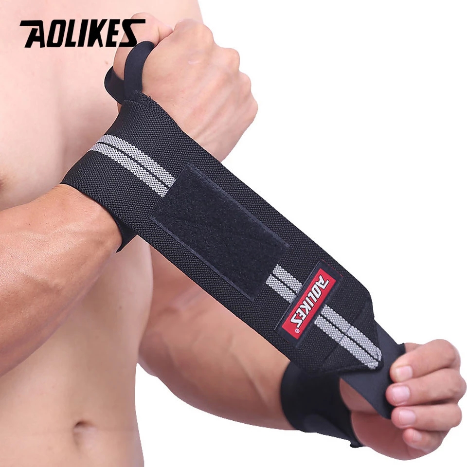 Crossfit Training Gear - AOLIKES 1 ペアリストバンド手首サポート重量挙げジムトレーニング手首サポートブレースストラップラップクロスフィットパワーリフティング