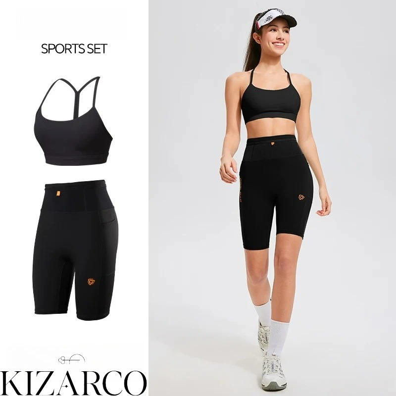 Crossfit Training Gear - フィットネススーツ レディース クロスバック スポーツブラ ハイウエスト サイクリングショーツ