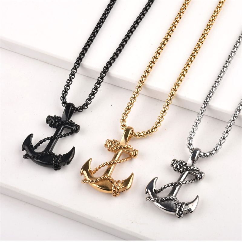 Battle Rope Anchor - トレンディなシーアンカー、セーラーマンペンダントネックレス、メンズユニセックス、パンクロックメタル、ユニークなアンカーネックレス、男性、少年向けファッションジュエリー