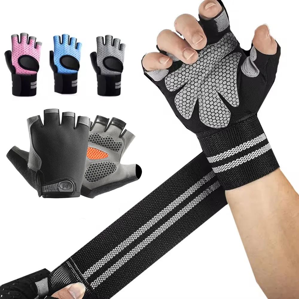 Crossfit Training Gear - 1 ペアハーフフィンガージムフィットネスグローブ男性 & 女性用リストラップサポートクロスフィットワークアウトパワーウェイトリフティング機器