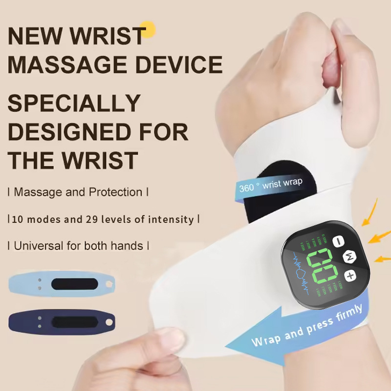 Wrist Wrap Support - 電動ハンドマッサージャー EMS マイクロカレント コードレスリストバンド 10 モード振動マッサージ
