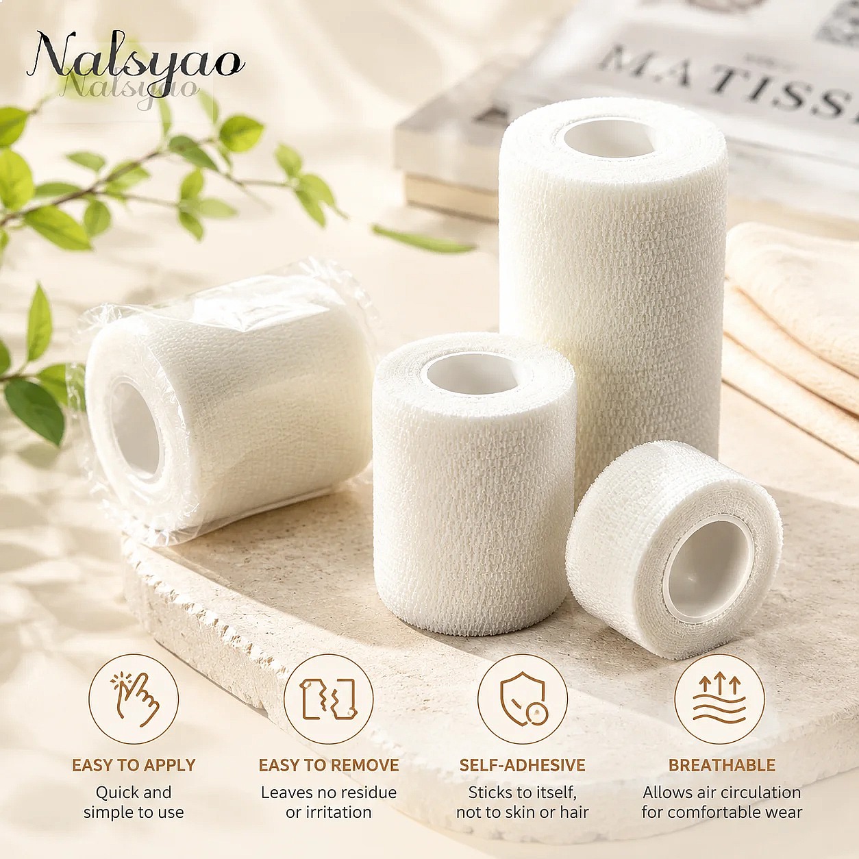 5個入り 2.5/5/7.5/10cm 自己粘着性弾性包帯  - Wrist Wrap Support のレビューと価格
