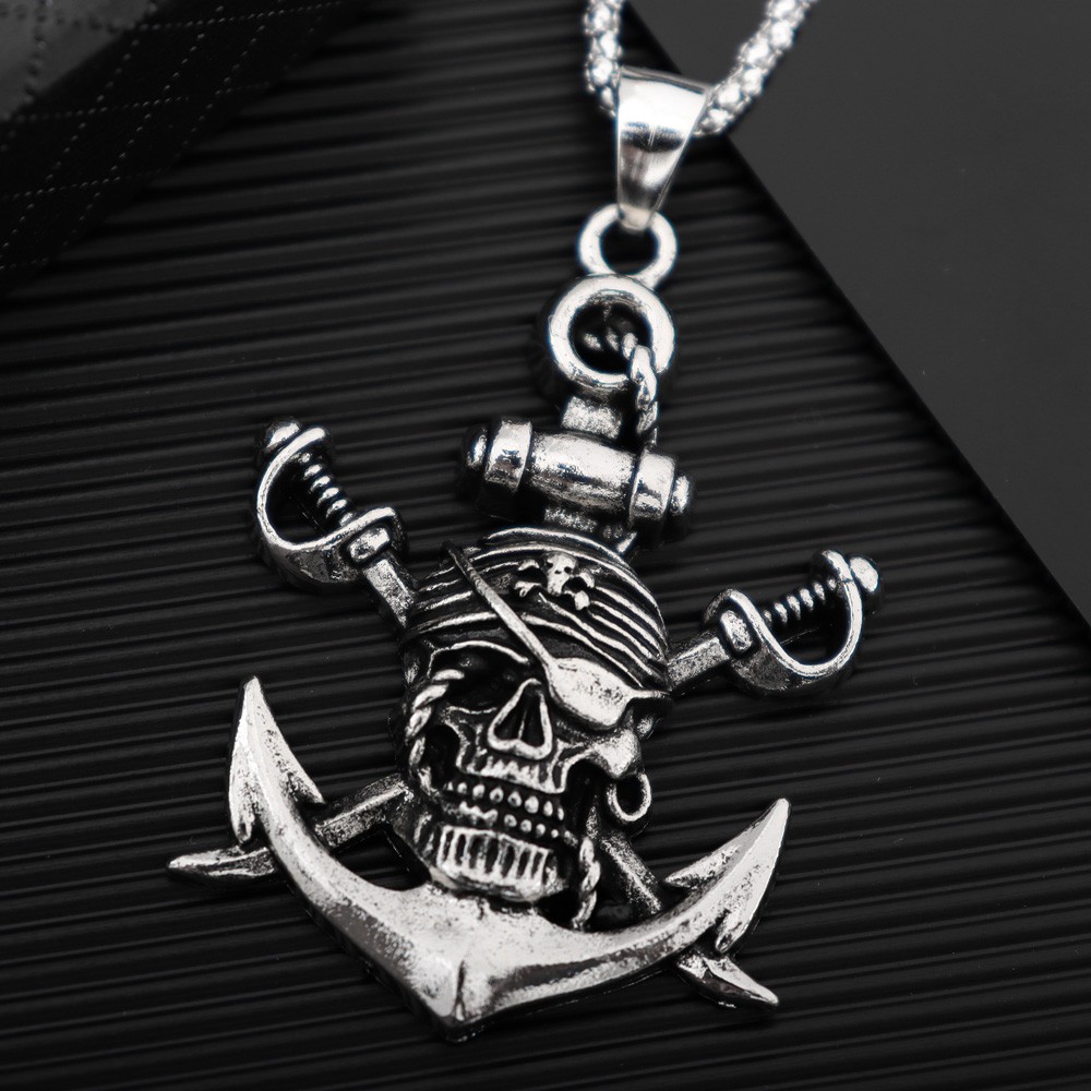 男性用ヴィンテージダブルソードパイレーツペンダントネックレス - Battle Rope Anchor のレビューと価格