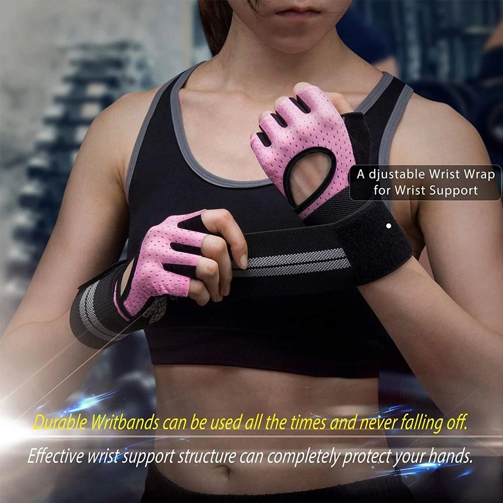 1 ペアとリストラップサポートジムフィットネスグローブハーフ - Wrist Wrap Support のレビューと価格
