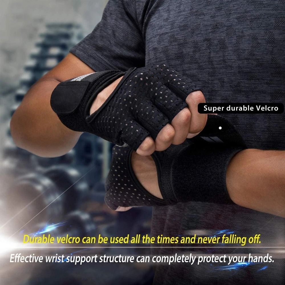 1 ペアとリストラップサポートジムフィットネスグローブハーフ - Wrist Wrap Support のレビューと価格