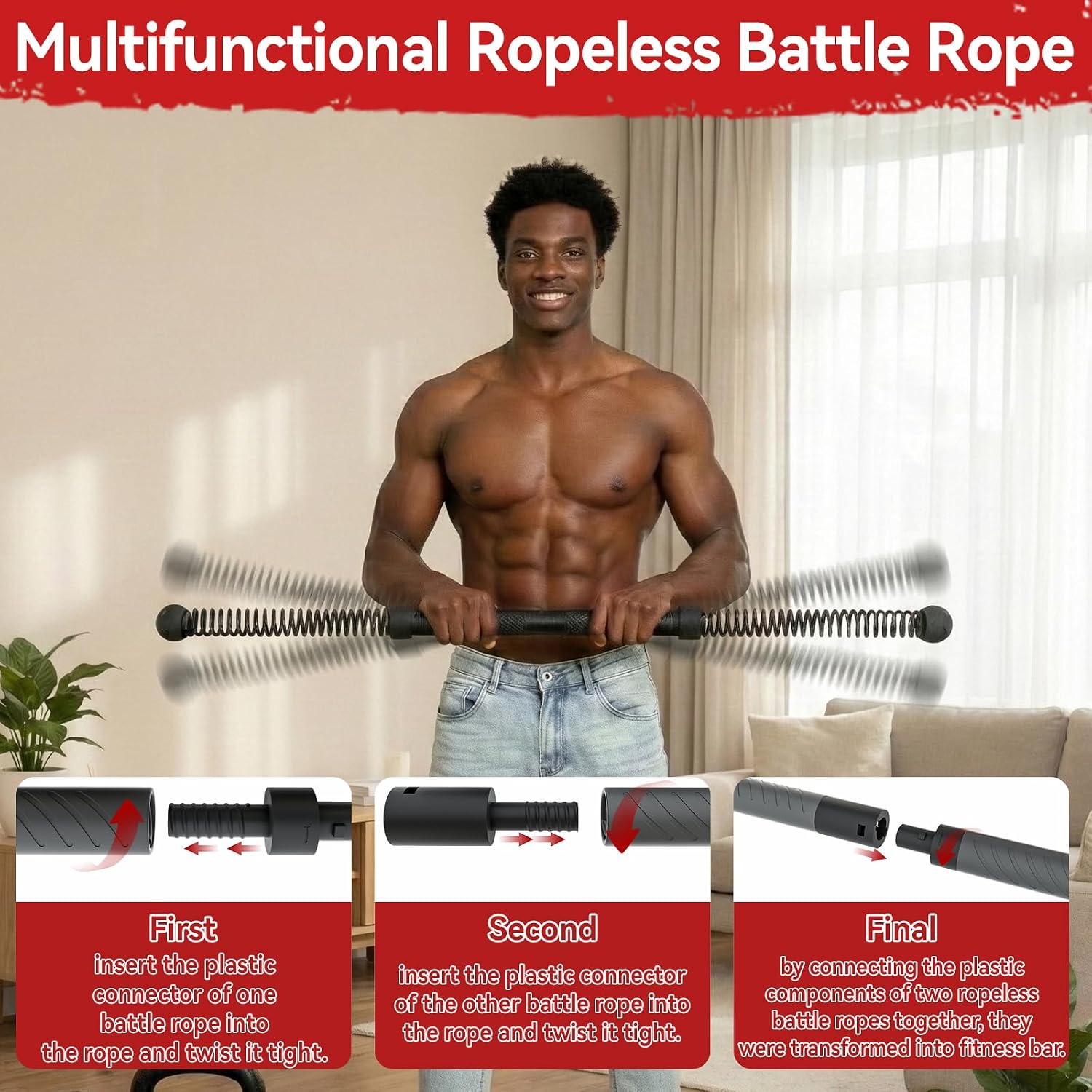 2-in-1アップグレード版コードレスバトルロープパワーツイ - Crossfit Training Gear のレビューと価格